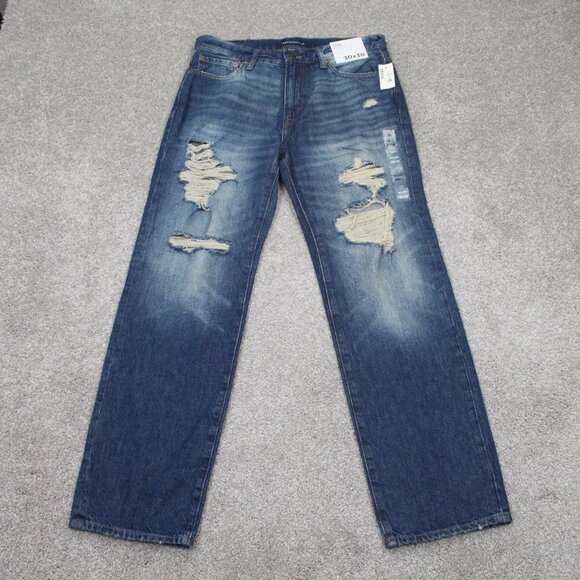 Aéropostale Jeans NWT Mens 30x30 Blue AERO Relaxed Non Stretch Distressed Denim - Picture 1 of 13